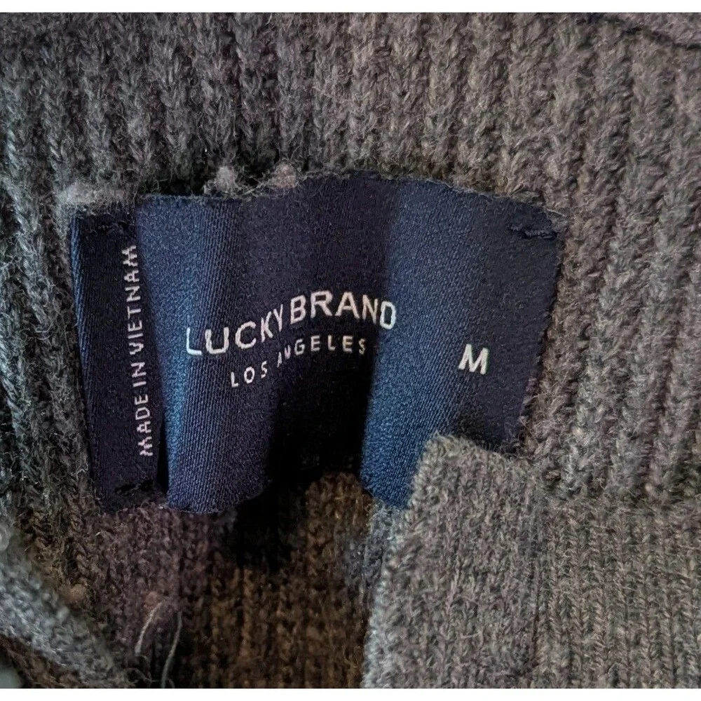 Lucky Brand Waffle Knit Men's Gray Sweater Shirt Size M Medium (438)